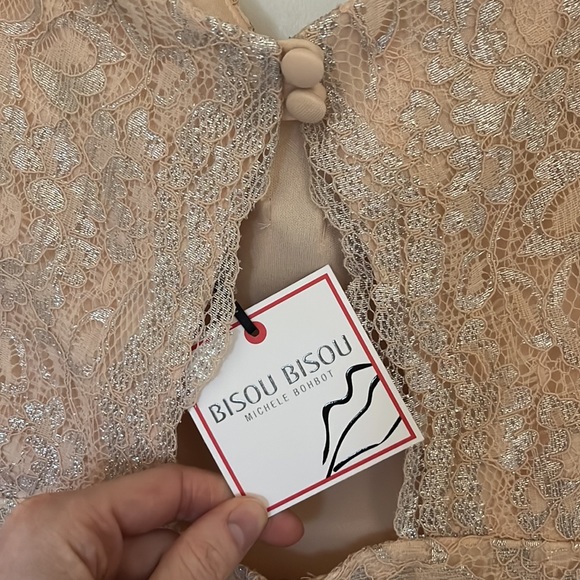 NWT Off the Shoulder Blush Silver Cocktail Party Dress - Picture 6 of 6